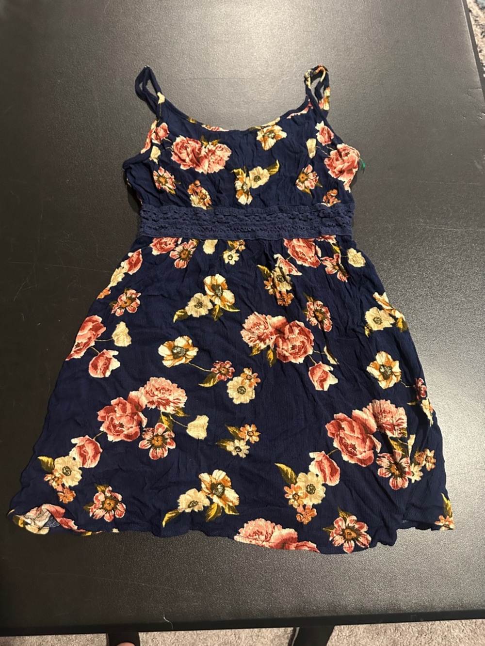 Floral Navy Spaghetti Strap Tank Dress - Women's Summer Top
